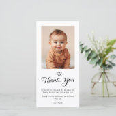 モダン ミニマリスト ブラック スクリプト バースデー フォト サンキューカード (スタンド正面)