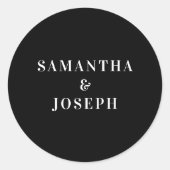 モダン・ミニマリスト・ブラック&ホワイトの結婚式 ラウンドシール (正面)