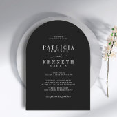 モダン ミニマリスト ブラック＆ホワイト アーチ ウェディング フォト 招待状