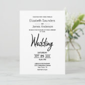 モダン ミニマリスト ブラック＆ホワイト ウェディング 招待状 (スタンド正面)