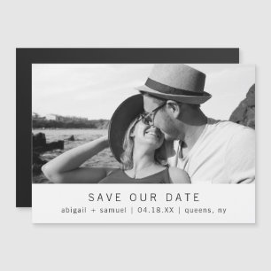 モダン ミニマリスト ブラック ホワイト 写真 Save the Date マグネット招待状