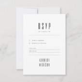 モダン ミニマリスト ブラック&ホワイト 結婚式 RSVP (正面)