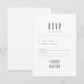 モダン ミニマリスト ブラック&ホワイト 結婚式 RSVP (正面/裏面)