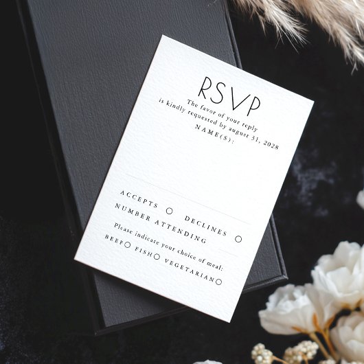モダン ミニマリスト ブラック＆ホワイト 結婚式 RSVP