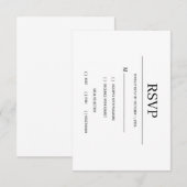 モダン ミニマリスト ブラック＆ホワイト 結婚式 RSVP カー (正面/裏面)