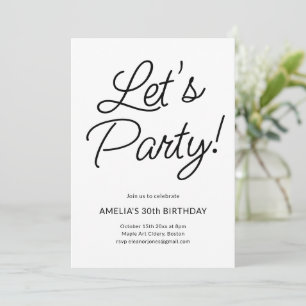 モダン ミニマリスト ブラック ホワイト 30歳の誕生日パーティー 招待状