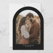 モダン ミニマリスト ブラック 結婚 記念 パーティー 写真 招待状 (裏面)