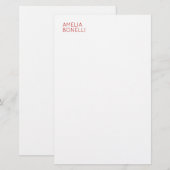 モダン ミニマリスト プロフェッショナル プレーン ホワイト 便箋 (正面/裏面)