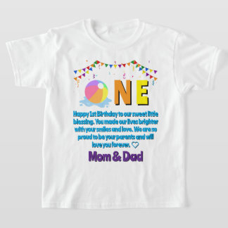 モダン・ミニマリスト・プールパーティー 1歳の誕生日 Tシャツ