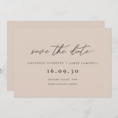 モダン ミニマリスト ベージュ セーブ・ザ・デート 招待状 (正面/裏面)