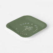 モダン ミニマリスト ボタニカル ウェディング カップル ペーパープレート (傾斜あり)