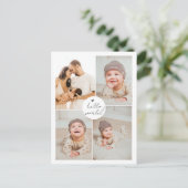 モダン ミニマリスト マルチ フォト 新生児 お礼 ポストカード (スタンド正面)
