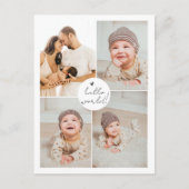 モダン ミニマリスト マルチ フォト 新生児 お礼 ポストカード (正面)