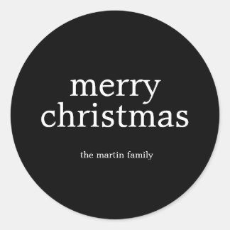 モダン ミニマリスト メリークリスマス シンプル ブラック ラウンドシール