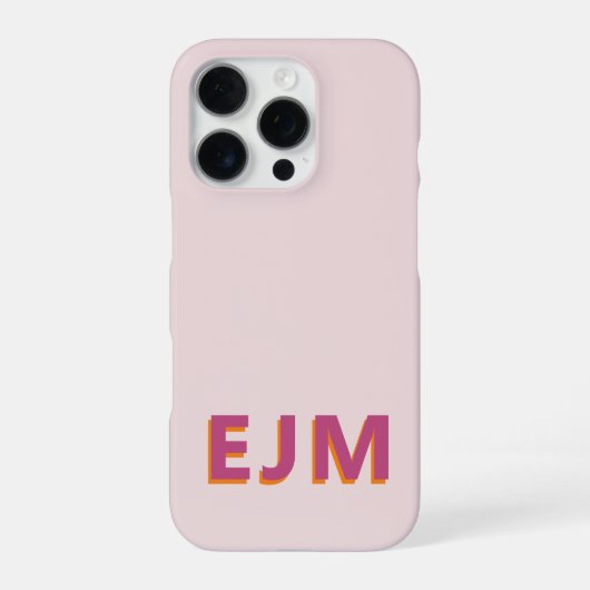 モダン ミニマリスト モノグラム ピンク iPhoneケース (裏面)