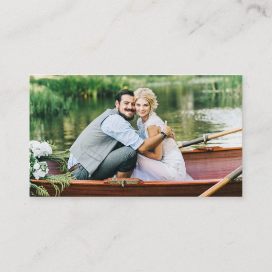 モダン ミニマリスト モノグラム フォト ウェディング レジストリー エンクロージャーカード (裏面)