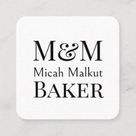 モダン ミニマリスト モノグラム QRコード ラグジュアリー 名前 スクエア名刺