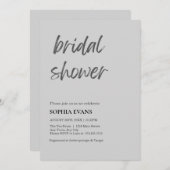 モダン ミニマリスト ライトグレイ ブライダルシャワー 招待状 (正面/裏面)