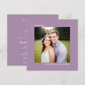 モダン ミニマリスト ラベンダー スクエア フォト ウェディング 招待状 (正面/裏面)