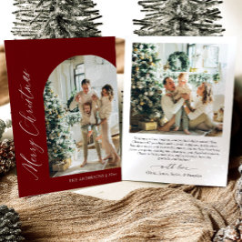 モダン ミニマリスト レッドアーチ 写真 メリークリスマス シーズンカード