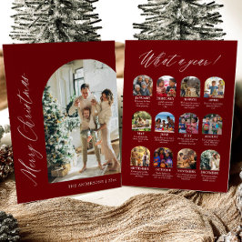 モダン ミニマリスト レッド アーチ 写真 メリークリスマス シーズンカード