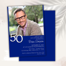 モダン・ミニマリスト・ロイヤルブルーの50歳の誕生日フォト
