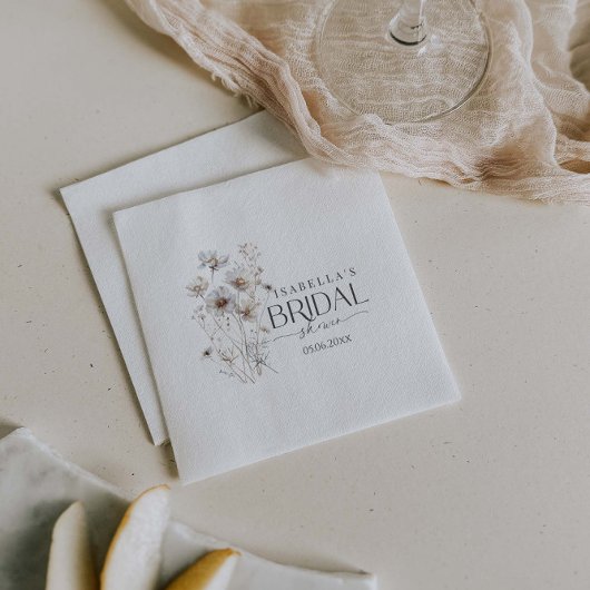 モダン ミニマリスト ワイルドフラワー ブーケ ブライダル シャワー スタンダードカクテルナプキン