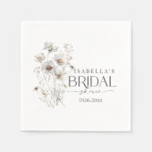 モダン ミニマリスト ワイルドフラワー ブーケ ブライダル シャワー スタンダードカクテルナプキン (正面)