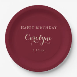 モダン ミニマリスト ワインレッド 誕生日 ペーパープレート