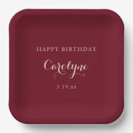 モダン ミニマリスト ワインレッド 誕生日 ペーパープレート