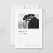 モダン ミニマリスト 写真付き結婚式延期案内状 セーブザデート (正面)