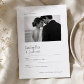モダン ミニマリスト 写真付き結婚式延期案内状 セーブザデート