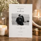 モダン ミニマリスト 写真 結婚式 招待状 デザイン
