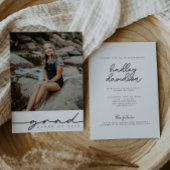 モダン ミニマリスト 卒業おめでとう 招待状