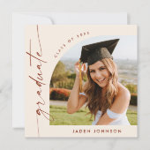 モダン ミニマリスト 卒業写真 卒業パーティー 招待状 (正面)