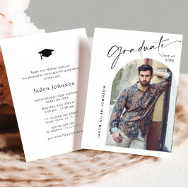 モダン ミニマリスト 卒業写真 卒業パーティー 招待状