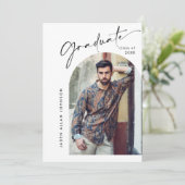 モダン ミニマリスト 卒業写真 卒業パーティー 招待状 (スタンド正面)