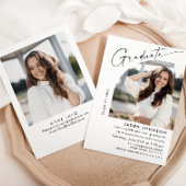 モダン ミニマリスト 卒業2 フォト 卒業パーティー 招待状