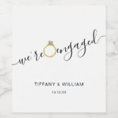 モダン ミニマリスト 婚約しました ワインラベル (シングルラベル)