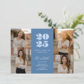 モダン ミニマリスト 急上昇する傾斜 | ロイヤルブルー フォト 招待状 (スタンド正面)