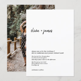 モダン ミニマリスト 手書きスクリプト フォト ウェディング 招待状