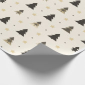 モダン ミニマリスト 松の木 ブラックとソフトピンク ラッピングペーパー (角)