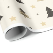 モダン ミニマリスト 松の木 ブラックとソフトピンク ラッピングペーパー (ロールコーナー)