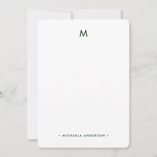 モダン ミニマリスト 松の木 モノグラムイニシャル ネーム ノートカード (正面)