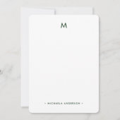 モダン ミニマリスト 松の木 モノグラムイニシャル 名前 ノートカード (正面)