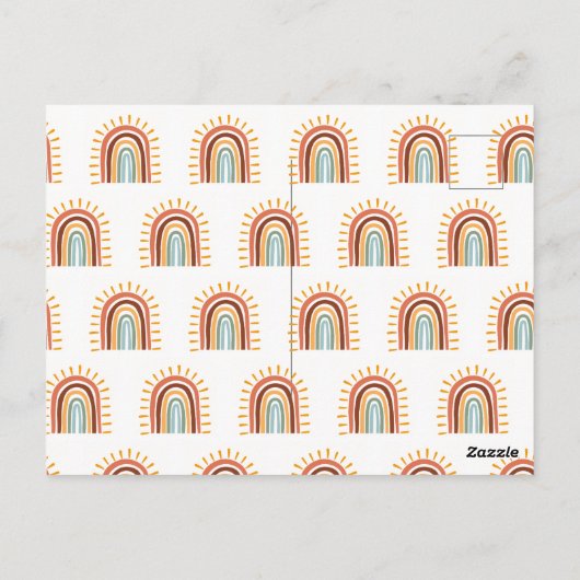 モダン ミニマリスト 森のキツネの1歳の誕生日 ポストカード (裏面)