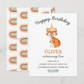 モダン ミニマリスト 森のキツネの1歳の誕生日 ポストカード (正面/裏面)