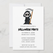モダン ミニマリスト 死神 ハロウィンパーティー 招待状 (正面)