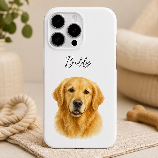 モダン ミニマリスト 犬の写真と名前のスクリプト iPhoneケース