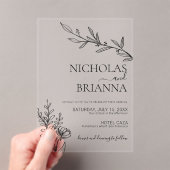モダン ミニマリスト 白い野の花の結婚式 アクリル招待状 (インサイチュ (ポータブル))